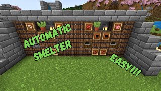 SIMPLE 120 AUTO SMELTER TUTORIAL in Minecraft Bedrock [upl. by Eirtemed]