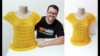 Blusa de Crochê CIGANINHA ANNE BRILHO Por Neddy Ghusmam [upl. by Reeba]