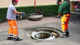 How Old Street Manholes are Removed amp Repaired [upl. by Ainaznat430]