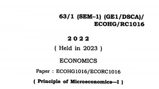 BA 1st semEconomics Generic Q🗞️ 2022 held in 2023 quotPrinciple of Microeconomicsquot microeconomics [upl. by Engedus370]