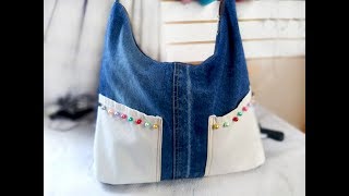 Reciclaje de Jeans Bolso Playero [upl. by Ater]