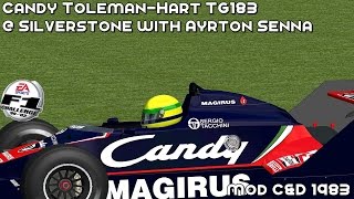 F1C Candy Toleman MotorsportHart TG183  Silverstone with Ayrton Senna  Mod CampD 1983 HD [upl. by Jenica]