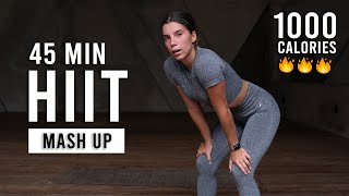 Burn 1000 Calories with this 45 MIN CARDIO HIIT Workout Full Body No Equipment No Repeats [upl. by Skillern219]