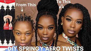 How To Springy Afro Twist On short Natural HairOutre Xpression Twisted Up Easy Protective Style [upl. by Demp]