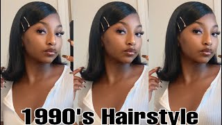 90’s INSPIRED SIDE SWOOP BOB on my natural hair easy [upl. by Bonnette]