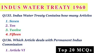 Indus Water Treaty 1960  IWT 1960 MCQs  Jkp Constable and other Jkssb exams TheAspirants01 [upl. by Kristin]