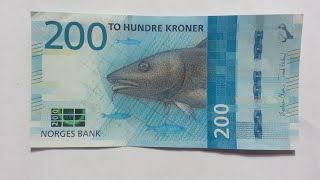 New 200 Norwegian Krone NOK Banknote 2017 [upl. by Litha]