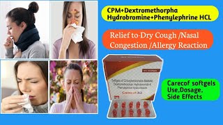 Cpm dextromethorphan hydrobromide phenylephrine hydrochloride soft gel use in Hindi  Carecof SG [upl. by Babara]