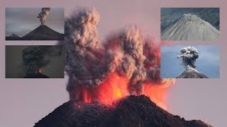 Colima Volcano  Daytime and Nighttime eruptions overflight of crater [upl. by Yrakcaz866]