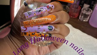 Long Halloween nails  using cheap products  temu [upl. by Anyale]