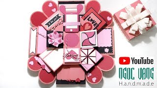 Hướng dẫn làm LOVE BOX hồng pastel  Explosion Box Tutorial  NGOC VANG [upl. by Nomahs]