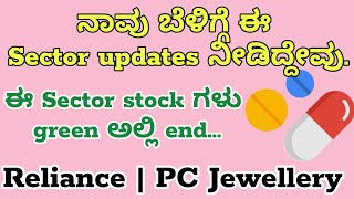 Today pharma sector rally reliance  pc jewellery share market kannada [upl. by Ennaeiluj]