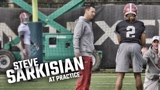 Watch Steve Sarkisian work with Jalen Hurts and the offense at practice [upl. by Hiasi]