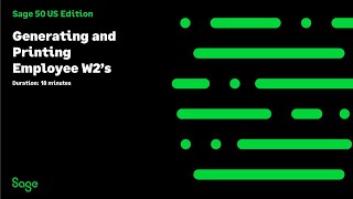 Sage 50 US  Generating and Printing Employee W 2s [upl. by Hoffer]