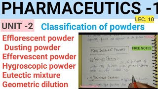 । । Classification of powder ।। Some important terms of powder ।। pharmaceutics ।। Pharma [upl. by Llenyt]