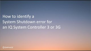 How to identify a System Shutdown error for an IQ System Controller 33G [upl. by Dulsea]