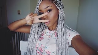 Silver Box Braids Natural hair Protective Style [upl. by Maier54]