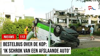 Bestelbus over de kop gevlogen op Galileïlaan in Dordrecht [upl. by Astra]