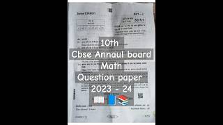 Cbse 10th Annual Math Exam 2023  24  cbse [upl. by Suoirred]