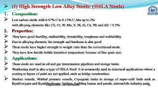 High Strength Low Alloy HSLA Steels Had field Steels Invar Steels amp Spring Steels [upl. by Hsirahc270]