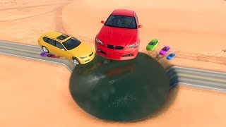 Small to Big Cars vs Giant Pit Black Water X Triple PIT😱😱😱  BeamNGdrive  Impala Beamng [upl. by Edasalof]