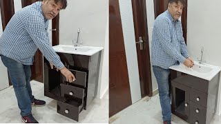 New Modern Counter Top Wash Basin Cabinet With Price Detail  furniture rayat [upl. by Truk]