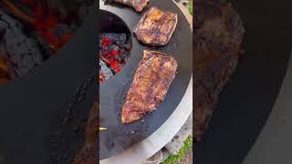 ASMR Sizzle Surf amp Turf Fajitas  Over The Fire Cooking by Derek Wolf [upl. by Letsirc]