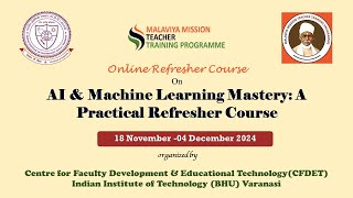 Online Refresher Course on AI amp Machine Learning Mastery  CFDET IIT BHU Varanasi  10 Dec 2024 [upl. by Popele]