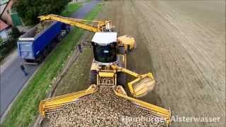 Aerials sugar beet harvest in Cleanliner RL 350 2014 Luftaufnahmen Zuckerrübenernte [upl. by Hsur]