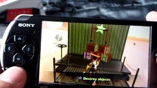 PSP Portable 3004 PIANO BLACK and gameplay Toy Storie 3 first mission HD [upl. by Bendicty]