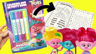 Trolls Band Together Movie Coloring Activity Book Pages with Poppy Branch Viva Dolls [upl. by Anitsirhcairam]