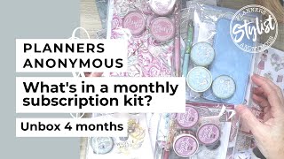 Planners Anonymous  Whats in a monthly subscription box  Unbox 4 kits and see [upl. by Demah]