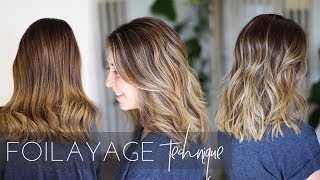 Foilayage Hair Technique  How to Balayage Brunette Hair Easy Tutorial [upl. by Novah625]