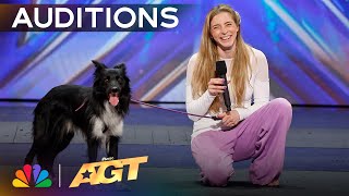 Roni And Her Dancing Dog Rhythm Bring an quotUNBELIEVABLEquot Audition  Auditions  AGT 2024 [upl. by Lincoln76]