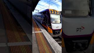 speeding V Line train Watergardens train station in the Weston suburbs Victoria [upl. by Mortie]