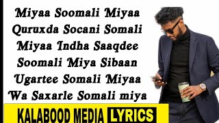 GULLED SIMBA SOMALI MIYA LYRICS HEES CUSUB 2020 [upl. by Eolande752]