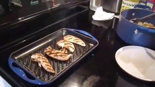 Le Creuset CastIron Rectangular Matte Skinny Grill  unboxing first time use [upl. by Vi]