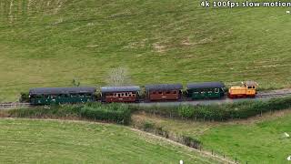 Welshpool amp Llanfair Caereinion Light Railway  4k 100fps slow motion drone video  DJI Air 3 [upl. by Noicpecnoc]