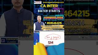 CA INTER FRESH BATCH STARTS FROM 11TH NOV 2024 FOR SEP 2025 EXAM [upl. by Ravo]