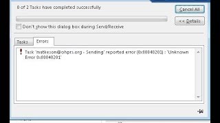 Sending’ reported error 0x80040201 ‘Unknown Error 0x80040201 [upl. by Ananna505]