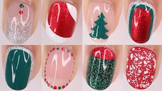 QUICK AND EASY CHRISTMAS NAIL DESIGNS  Christmas nail art compilation perfect for beginners [upl. by Lori]