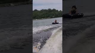 First time tubing behind boat [upl. by Tnomad455]