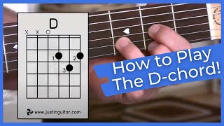 Super Easy First Guitar Lesson  Guitar Lessons For Beginners  Stage 1  The D Chord [upl. by Freudberg]