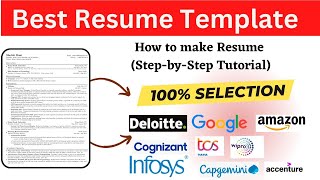 Best Resume Format  How to make Resume For Freshers amp Experienced People StepbyStep Tutorial [upl. by Nosneb]