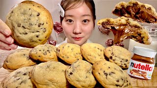 ASMR Nutella Stuffed Cookies【Mukbang Eating Sounds】【English subtitles】 [upl. by Cressler]