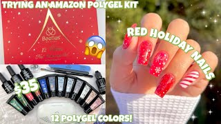 TRYING A HUGE BEETLES POLYGEL NAIL STARTER KIT FROM AMAZON  BEST BEGINNER POLYGEL KIT [upl. by Anerok]