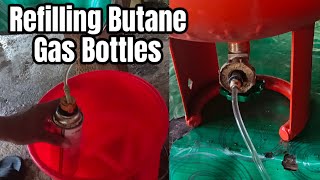 How to refill butane gas bottles  refilling gas canisters  refilling empty butane gas bottles [upl. by Nnednarb]