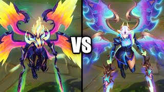 Empyrean Kayle vs Prestige Empyrean Kayle Skins Comparison League of Legends [upl. by Kerred]