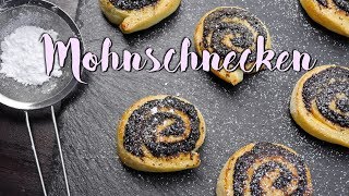 MOHNSCHNECKEN BACKEN  Hefeschnecken mit Mohnfüllung selber machen Rezept [upl. by Annairol275]