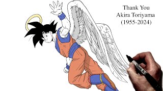 How To Draw Goku RIP Akira Toriyama 💔   Step By Step  Dragon Ball [upl. by Couture]